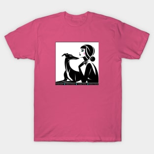 Greyhound Dog And Woman Art Deco T-Shirt